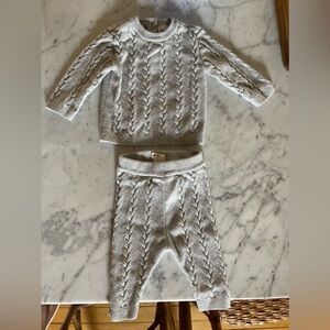 H&M newborn cable-knit sweater and pants in gray-melange